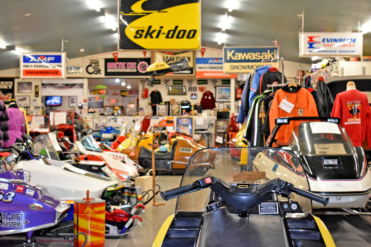 The snowmobile museum showcases over 180 sleds on display.