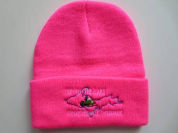 Knit hat with rolled brim, pink